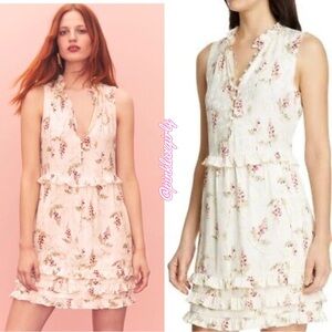 $395 Rebecca Taylor Ivie Floral Ruffle Silk Blend Dress
